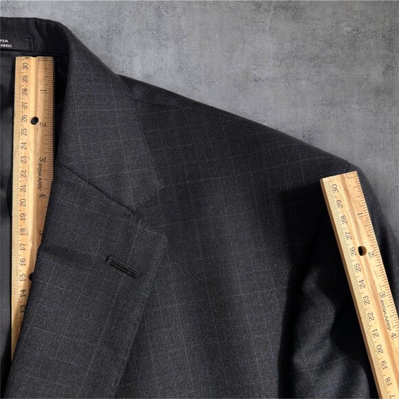 AUSTIN REED Mens Blazer 46L Sport Coat 2-Button Jacket Gray Plaid Wool Suits - Picture 8 of 12